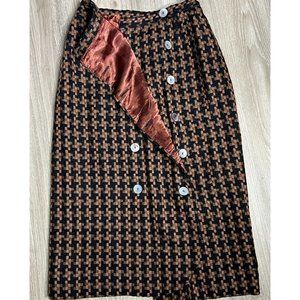 Loubella Original California Tweed Skirt Double Buttons Front Lined 1960 Size 12